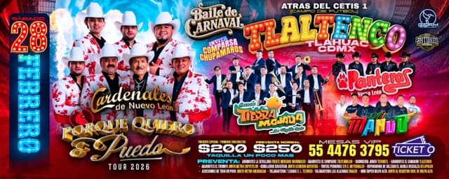 Baile de Carnaval Cardenales de Nuevo León & Banda Tierra Mojada